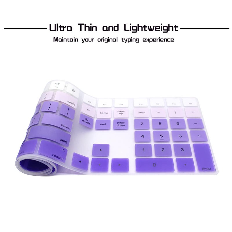 HRH Ombre Purple Silicone Keyboard Cover Keypad Skin for Magic Keyboard with Numeric Keypad A1843 MQ052LL/A Released in 2017 (US Layout) - Image 4